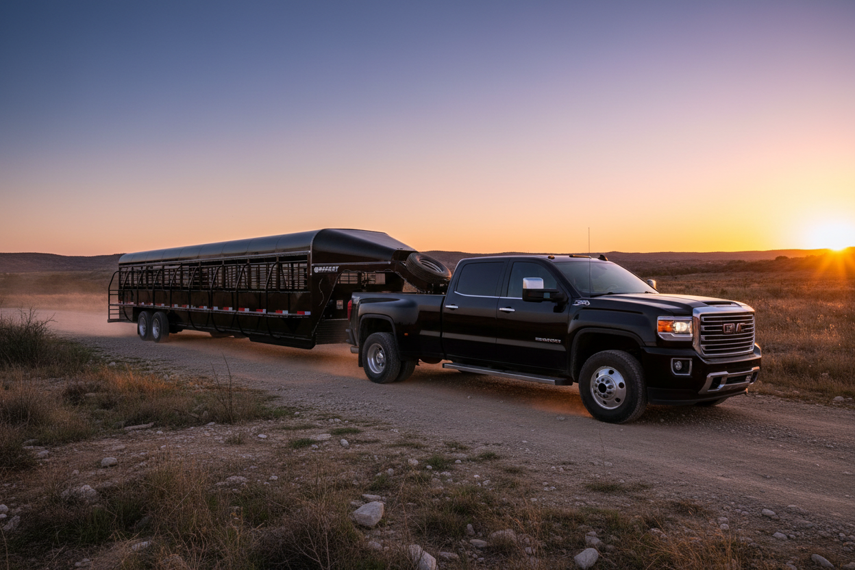 Easley Trailer with GMC Dually at Sunset